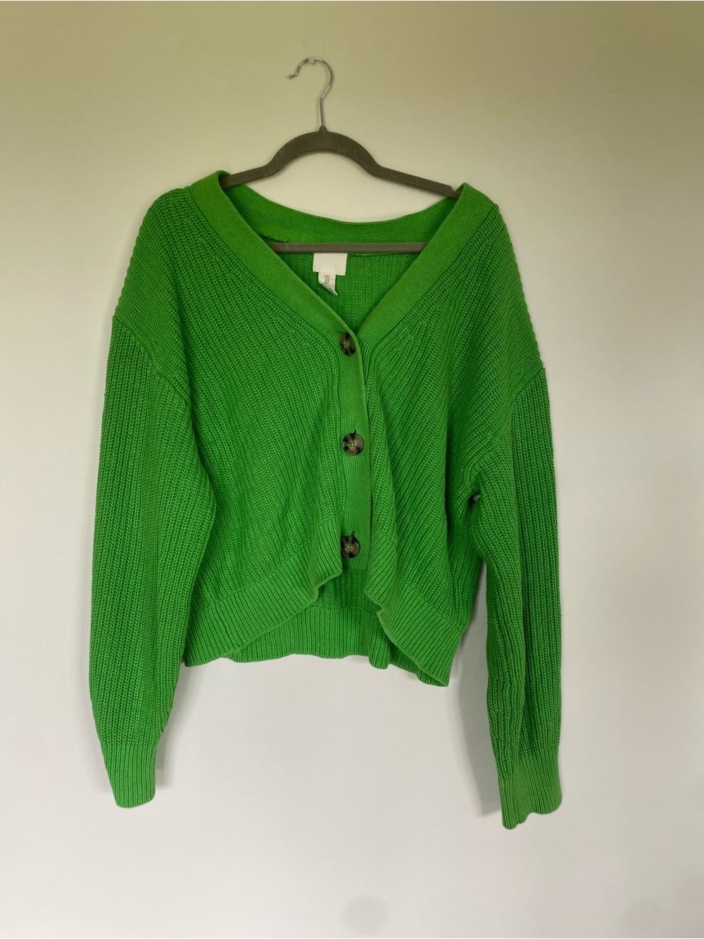 H&M Green V-Neck Buttoned Knit Cardigan